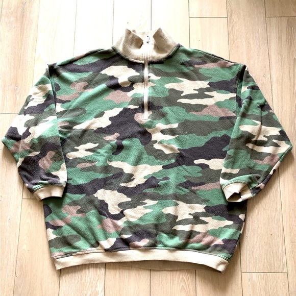 Aerie Camo Oversized 1/4 Zip Sweatshirt Size S - Picture 1 of 11
